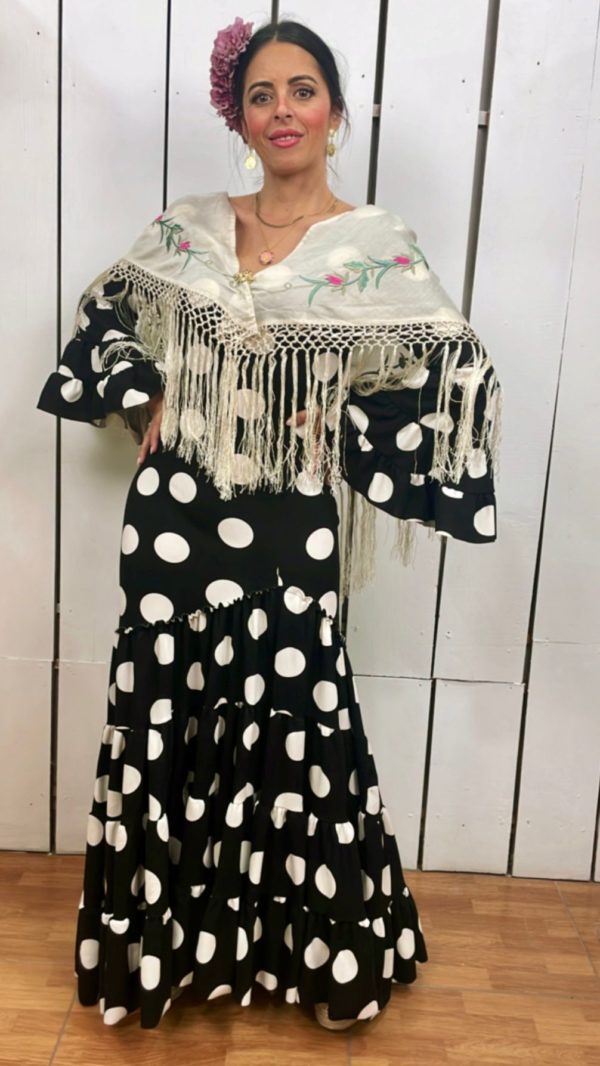 Vestido Flamenca Canastero Negro Lunares