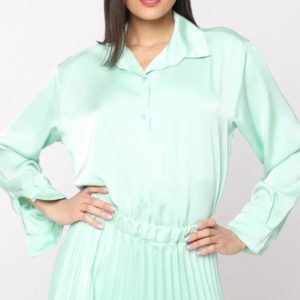 Camisa Satén Verde Menta