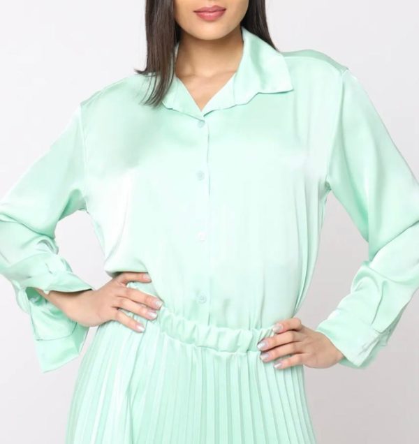 Camisa Satén Verde Menta