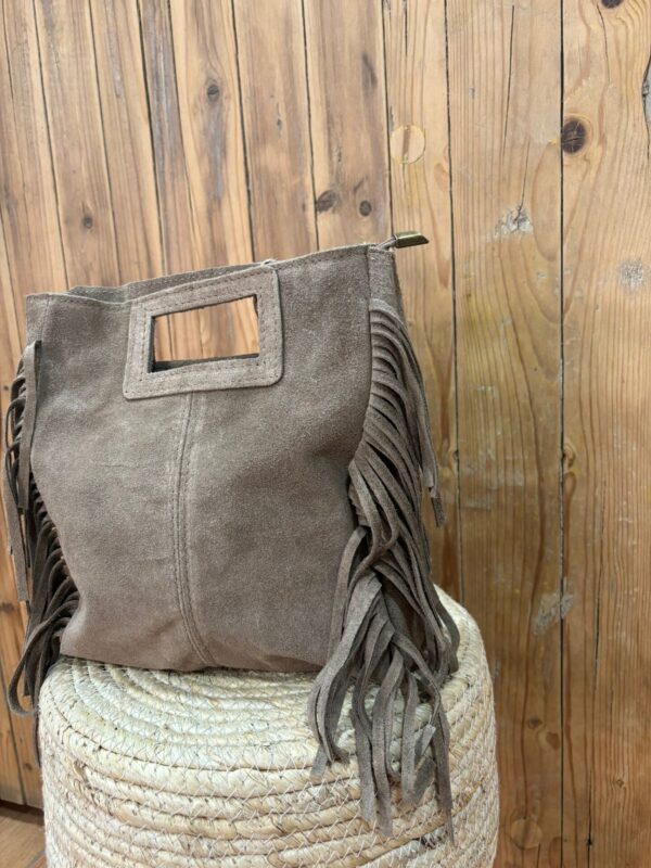 Bolso Piel Flecos Taupe