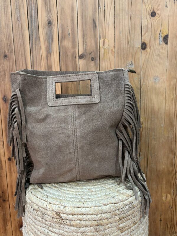 Bolso Piel Flecos Taupe