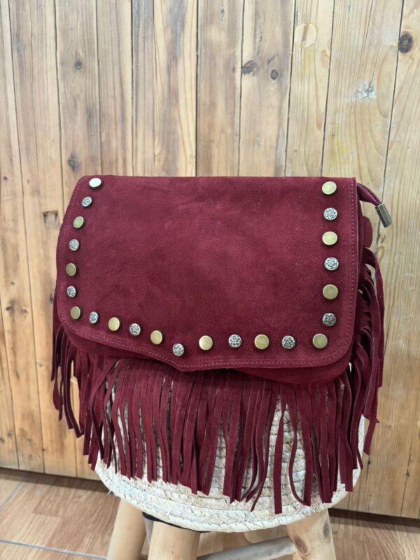 Bolso Piel Tachuelas Burdeos