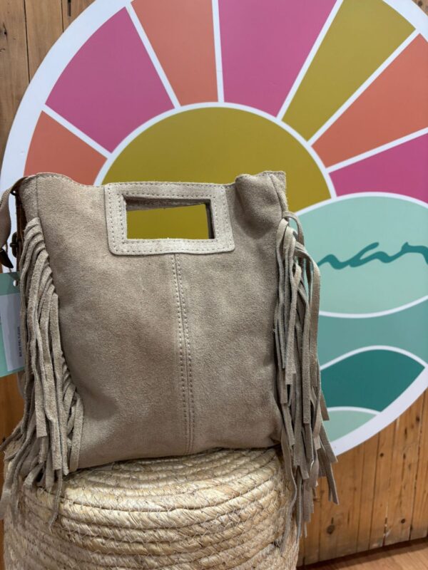 Bolso Piel Flecos Beige