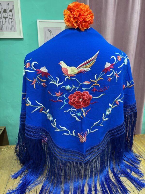 Mantón Colibrí Azul Eléctrico
