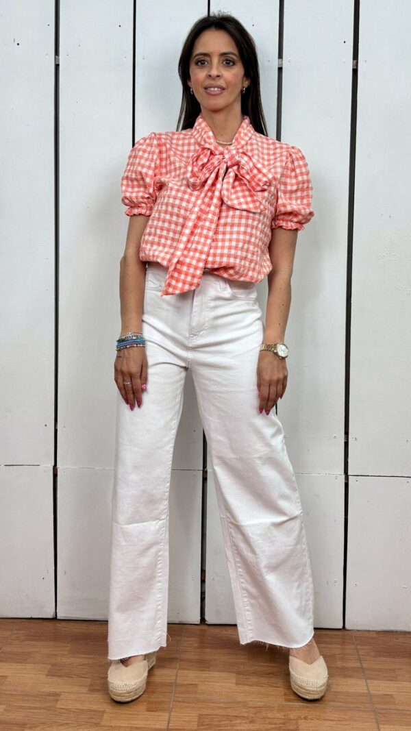 Blusa Lazo Cuadri Naranja