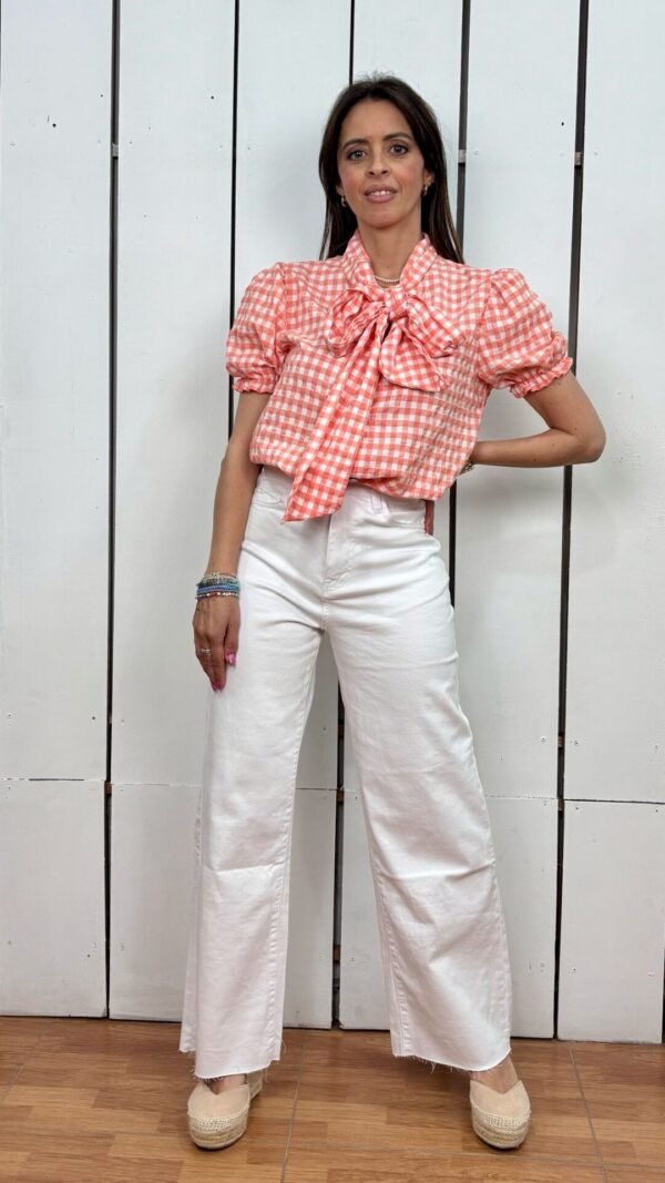 Blusa Lazo Cuadri Naranja