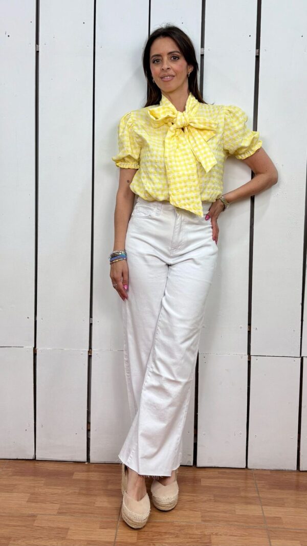 Blusa Lazo Cuadri Amarilla