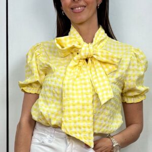 Blusa Lazo Cuadri Amarilla