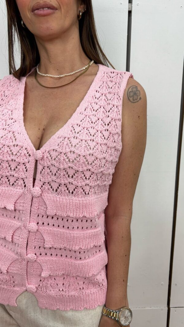 Chaleco Ganchillo Rosa