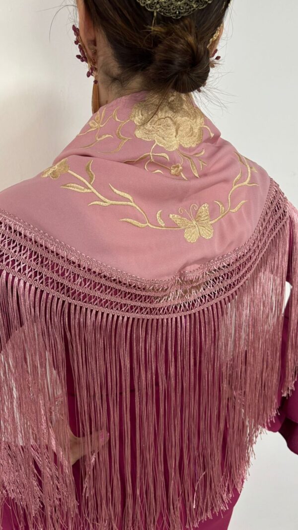 Mantón Colibrí Rosa Oro