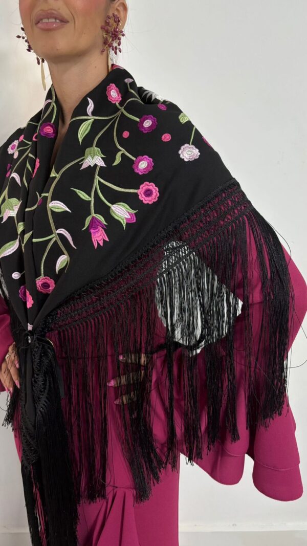 Mantón Flor de Loto Negro