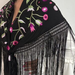 Mantón Flor de Loto Negro