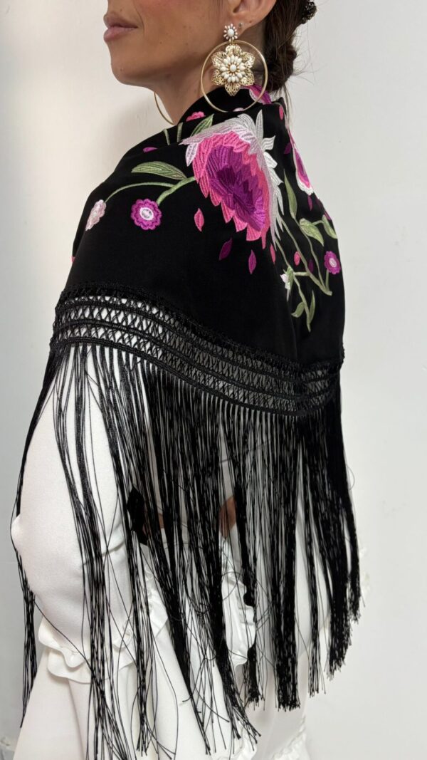 Mantón Flor de Loto Negro